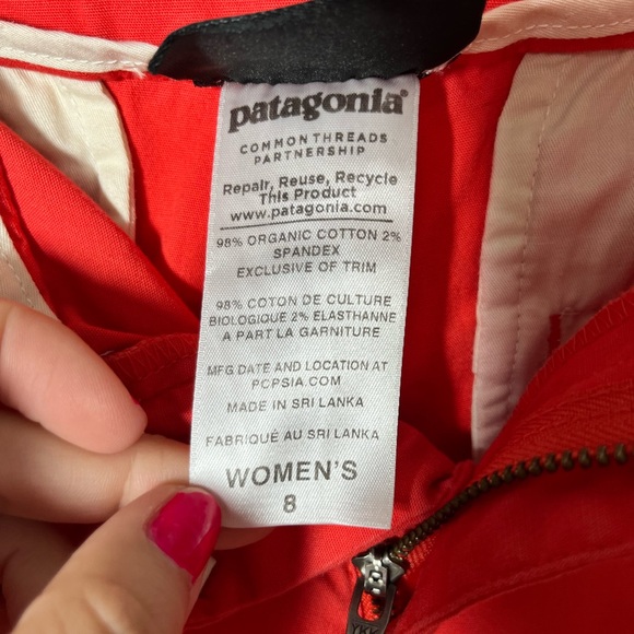 patagonia shorts women size 8 orange chino zip and pockets - Picture 6 of 12